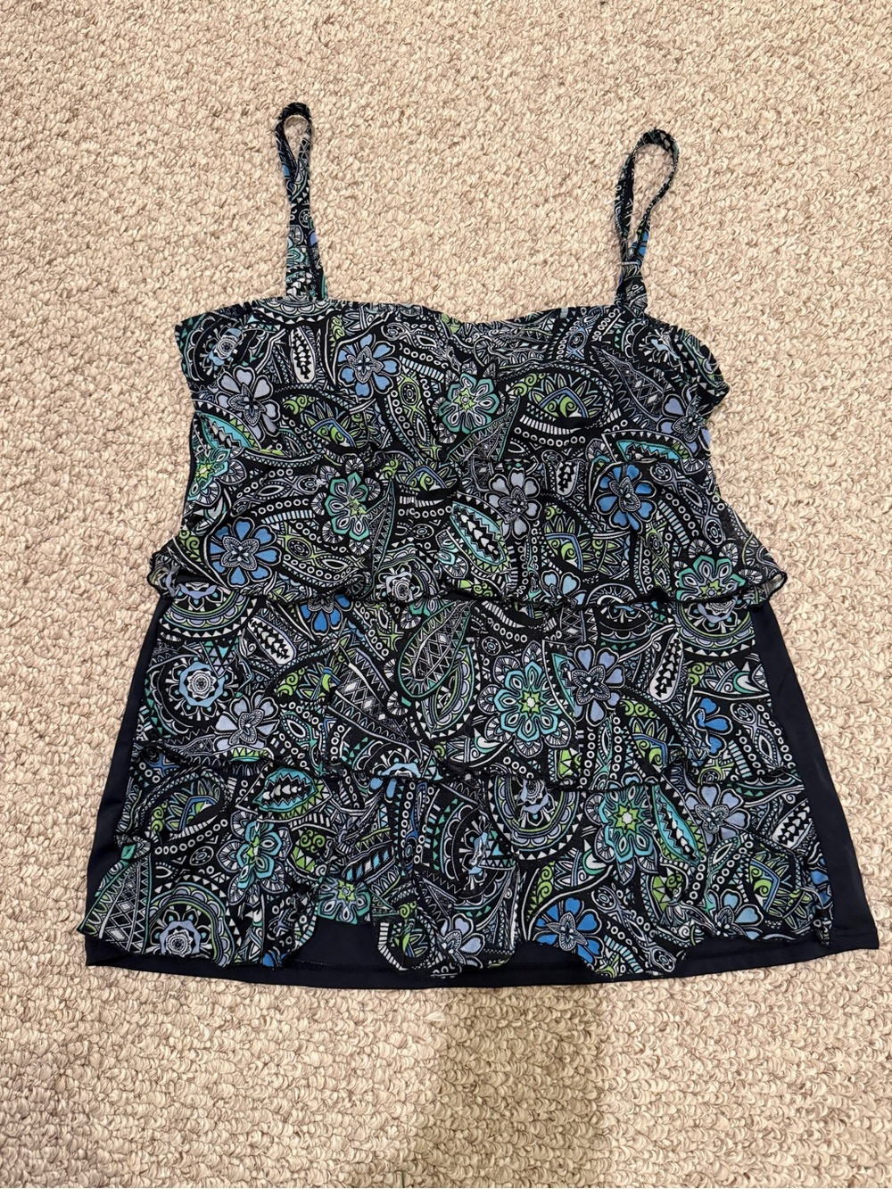 Women's Paisley Ruffle Tankini Top